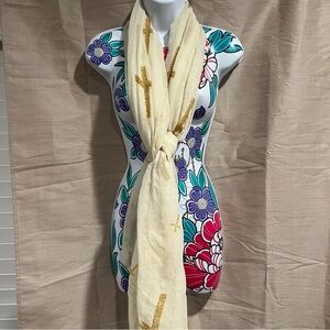 Cream Cross Cheetah Print Scarf